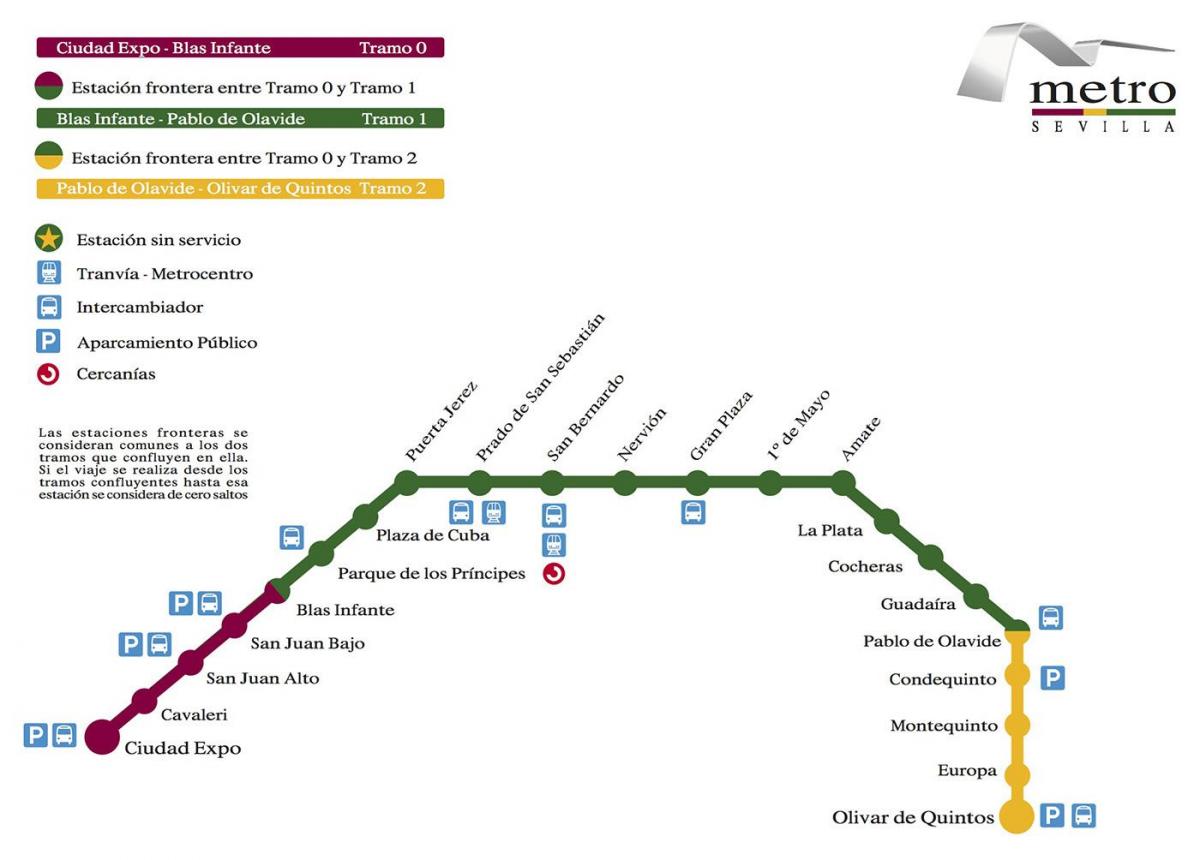 karta över Sevilla tunnelbana