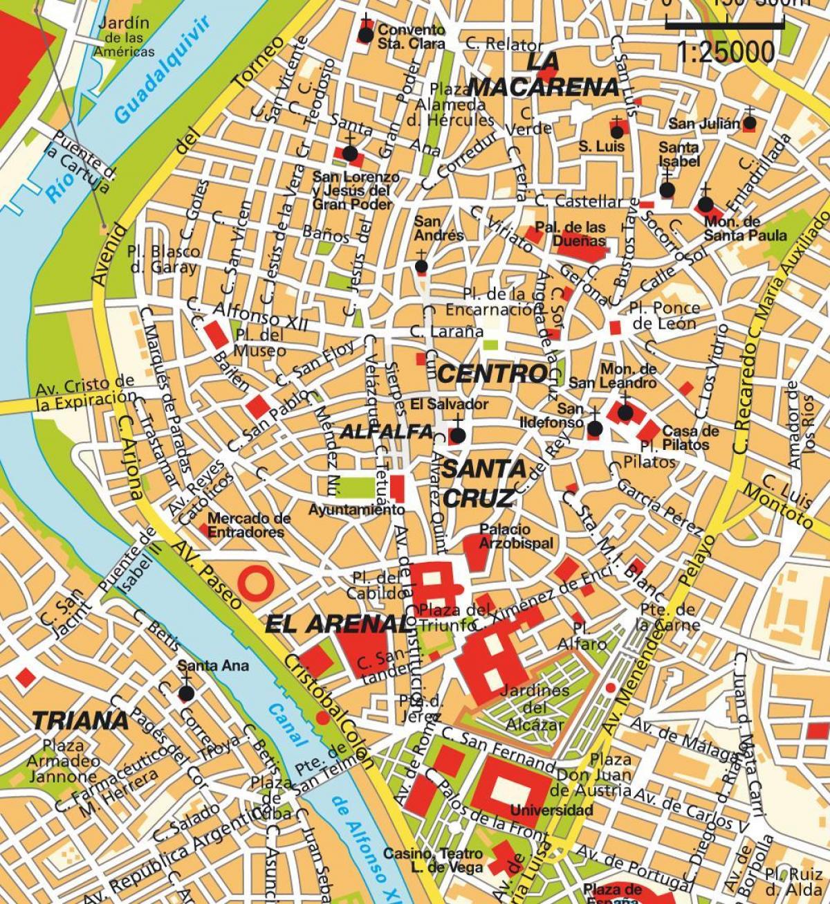 karta över Sevilla spanien centrum
