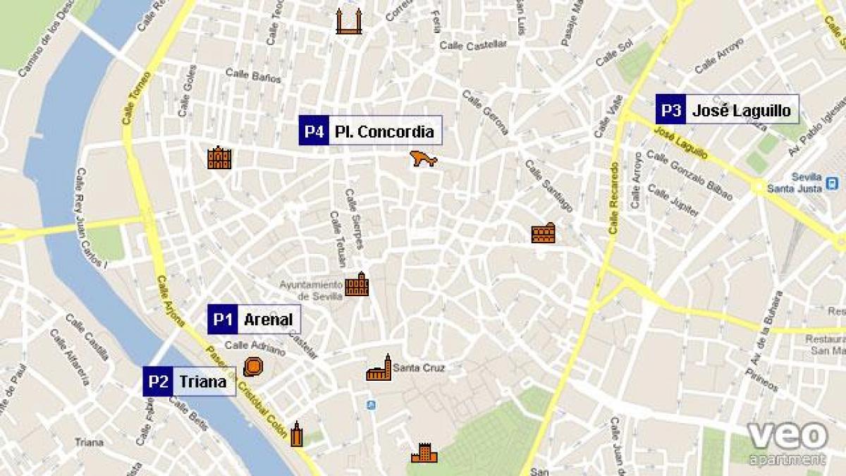 karta över Sevilla parkering