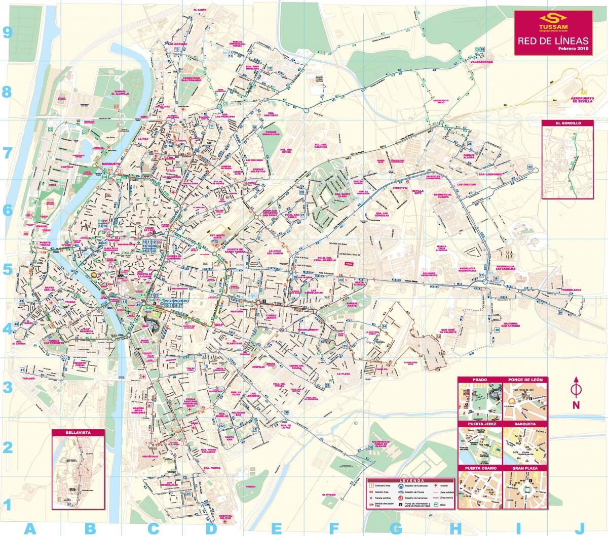 karta över Sevillas busstation