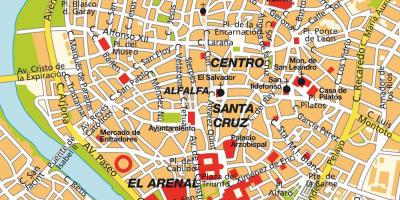 Karta över Sevilla spanien centrum