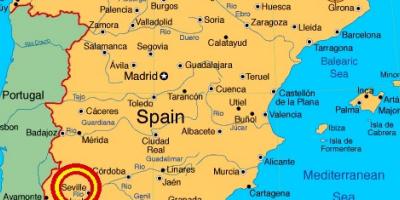 Karta över spanien visar Sevilla